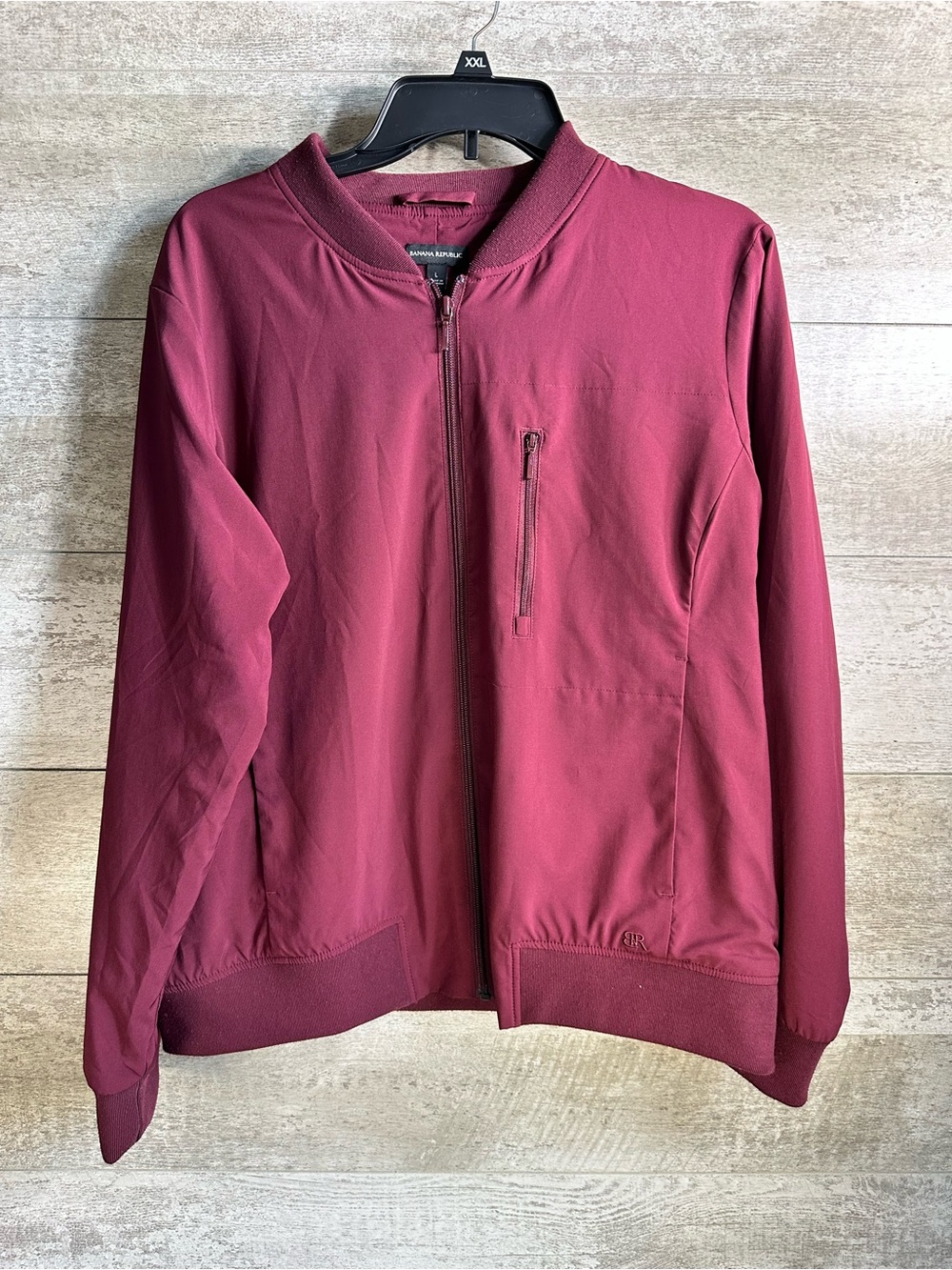 Banana Republic Women's Flyweight Lightweight Bomber Jacket Maroon Burgundy L